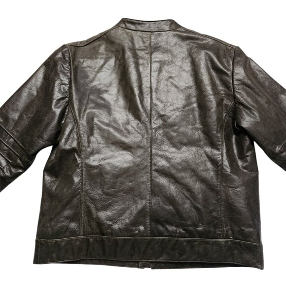 Vintage U.S.A Free Country Brown Leather Street Mens Moto Jacket Size Large - Picture 4 of 9
